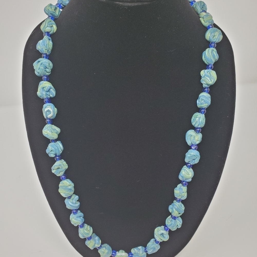 Mr. We Blue/Green Polymer Clay Necklace